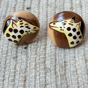 BOGO Giraffe Design Wooden Earrings